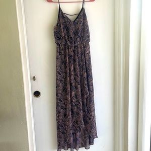 Leaf Print Maxi Dress